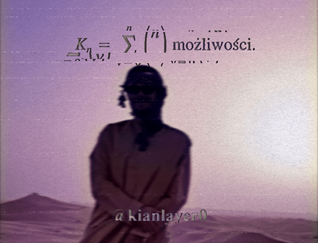 A picture of kianlayer0 (Kian Tveitan), in the middle of the desert of the shibh al-jazīra al-ʿarabiyya (the Arabian Peninsula), Circa 2018.