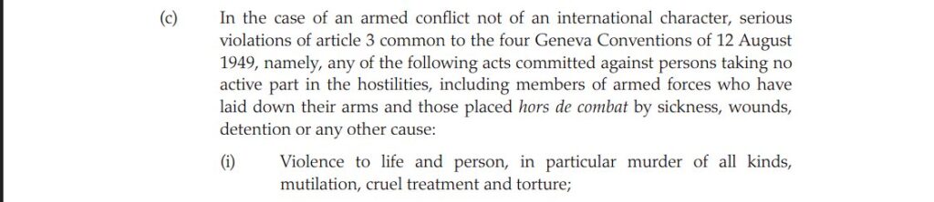 Rome Statute Article 8 (2)(c)(i))