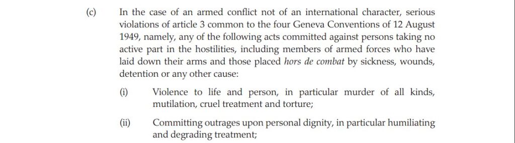 Rome Statute Article 8(2)(c)(ii)